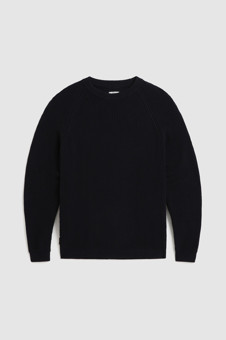 Blue Woolrich Crewneck Ribbed Cotton Men's Knitwear | 3574821-XQ