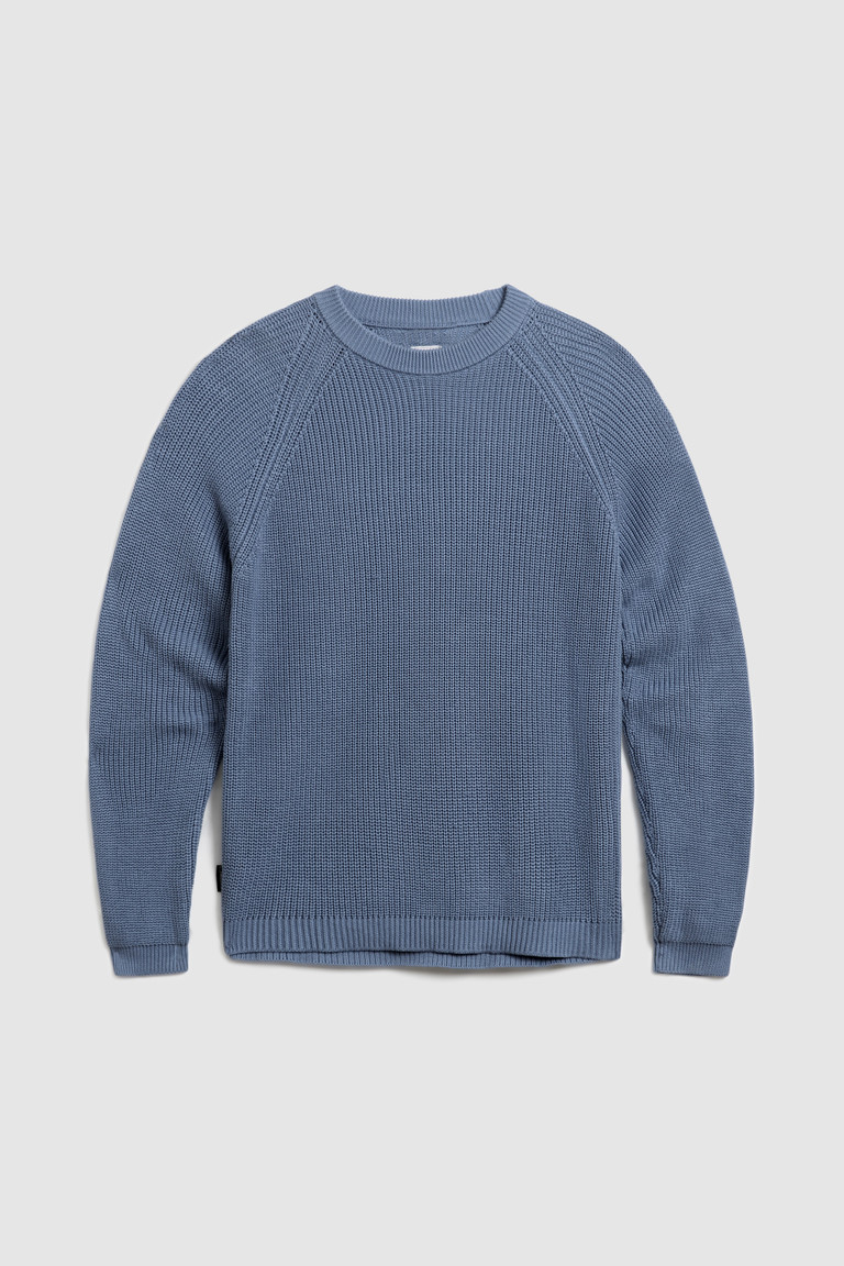 Blue Woolrich Crewneck Ribbed Cotton Men's Knitwear | 8495230-DQ