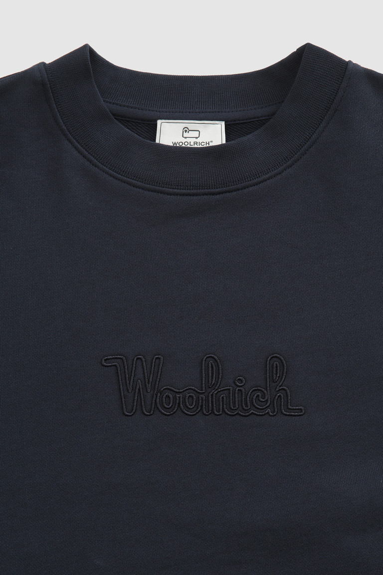 Blue Woolrich Crewneck With Embroidered Front Logo Women's Sweatshirts | 6920851-OF