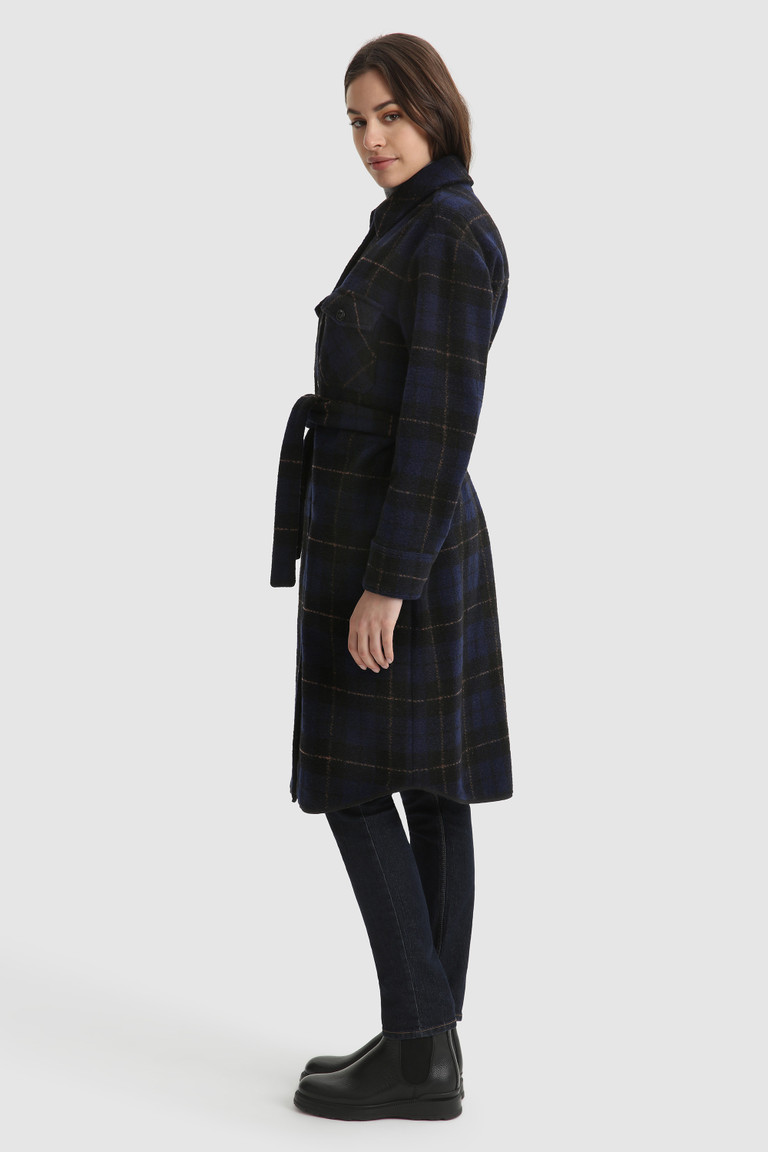 Blue Woolrich Gentry Long Overwith Belt Women's Coats | 2780639-JT