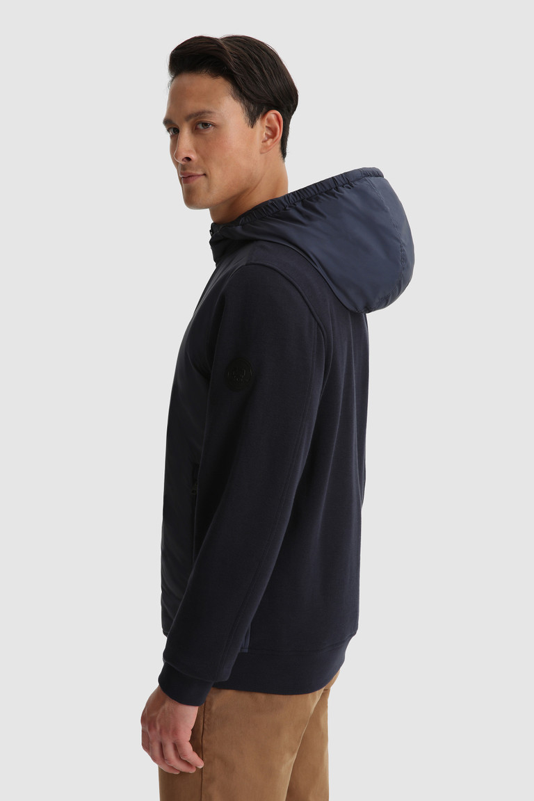 Blue Woolrich Hybrid Fabric Hoodie Men's Sweatshirts | 6251309-BM