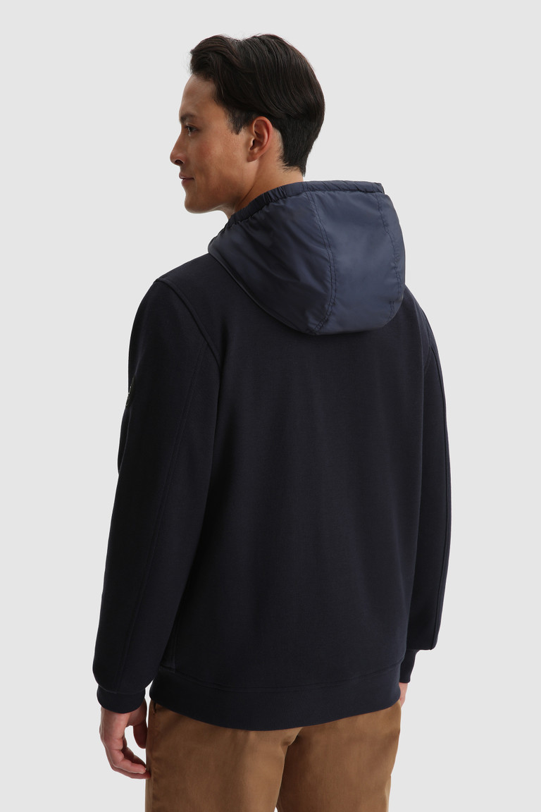 Blue Woolrich Hybrid Fabric Hoodie Men's Sweatshirts | 6251309-BM