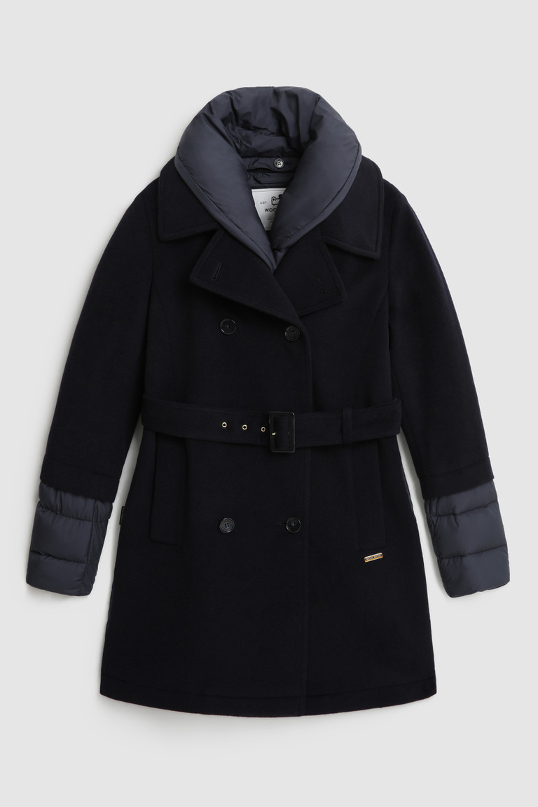 Blue Woolrich Kuna Trench In Italian Wool Blend With Belt Women's Coats | 7305628-VT