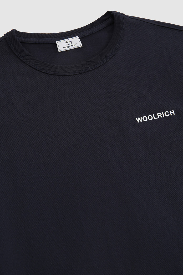 Blue Woolrich Long-Sleeve With Back Print Men's T Shirts | 0286341-SR