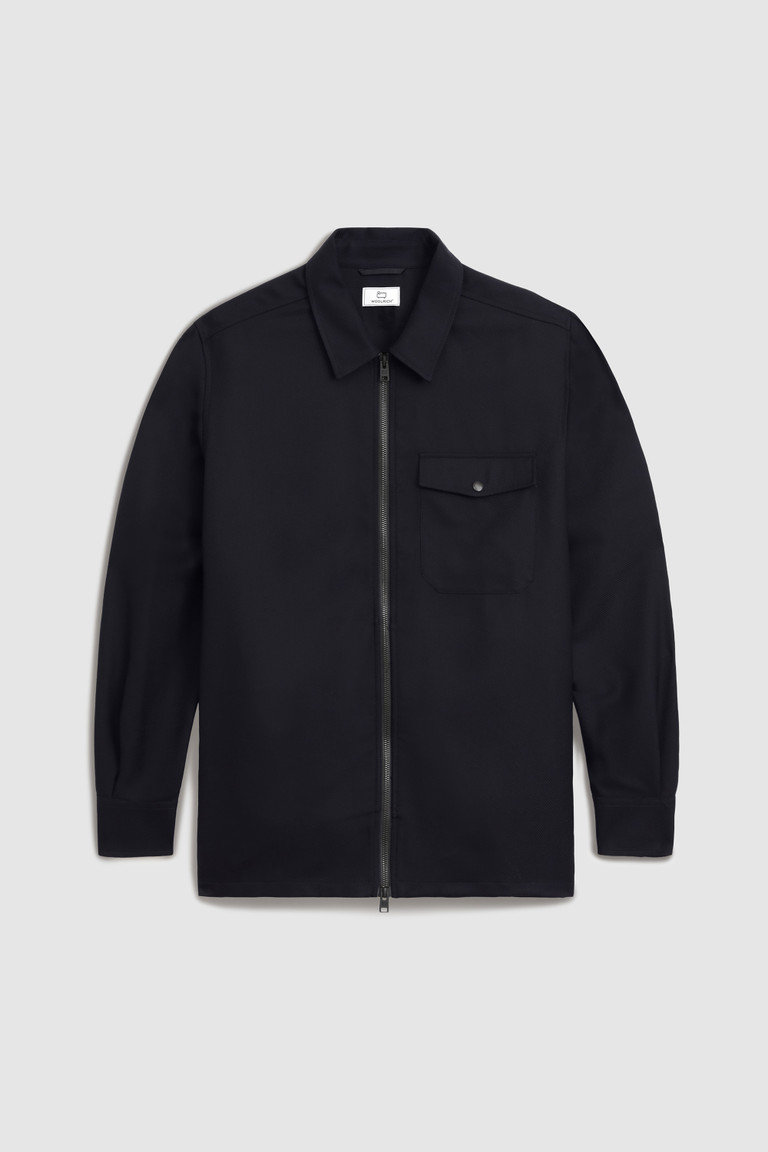 Blue Woolrich Merino Cool Wool Overshirt Men's Shirts | 0521897-MK