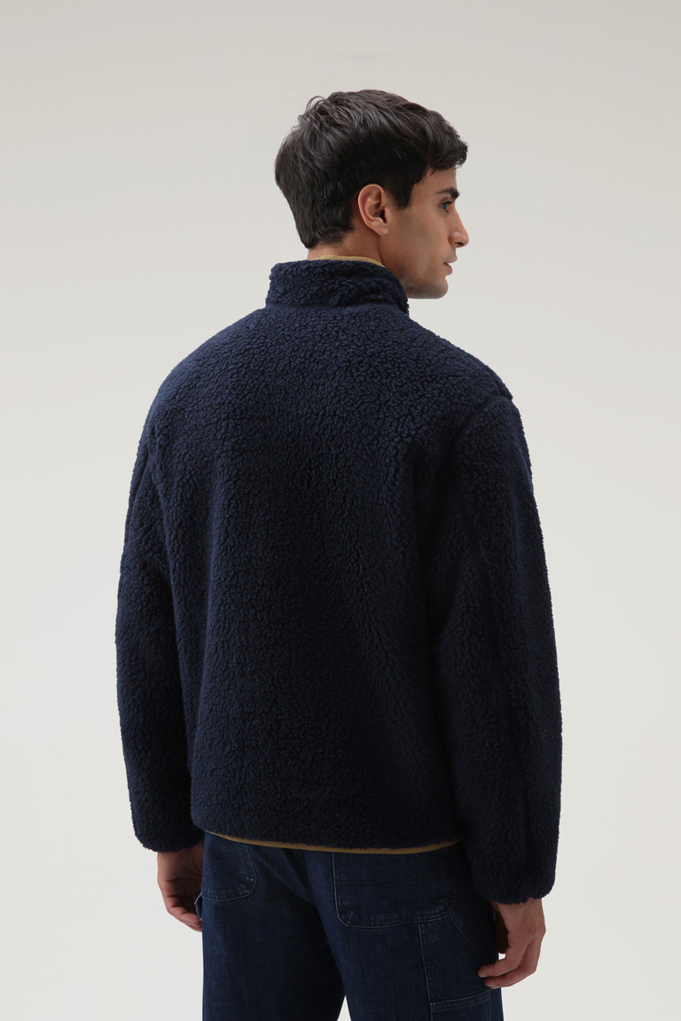 Blue Woolrich Reversible Curly Fleece In Recycled Sherpa And Taslan Men's Sweatshirts | 7320568-XV