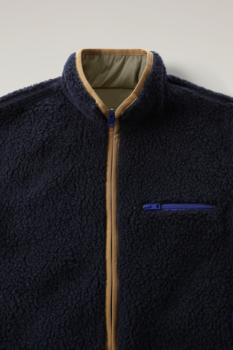 Blue Woolrich Reversible Curly Fleece In Recycled Sherpa And Taslan Men's Sweatshirts | 7320568-XV