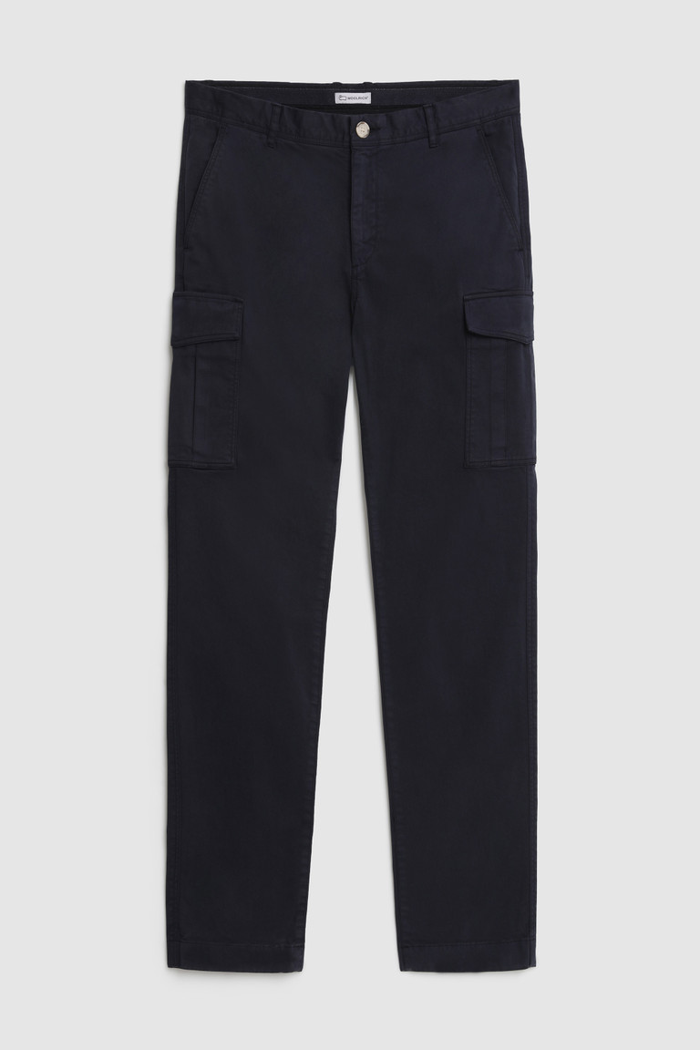 Blue Woolrich Stretch Garment-Dyed Cotton Cargo Men's Pants | 4950712-UI