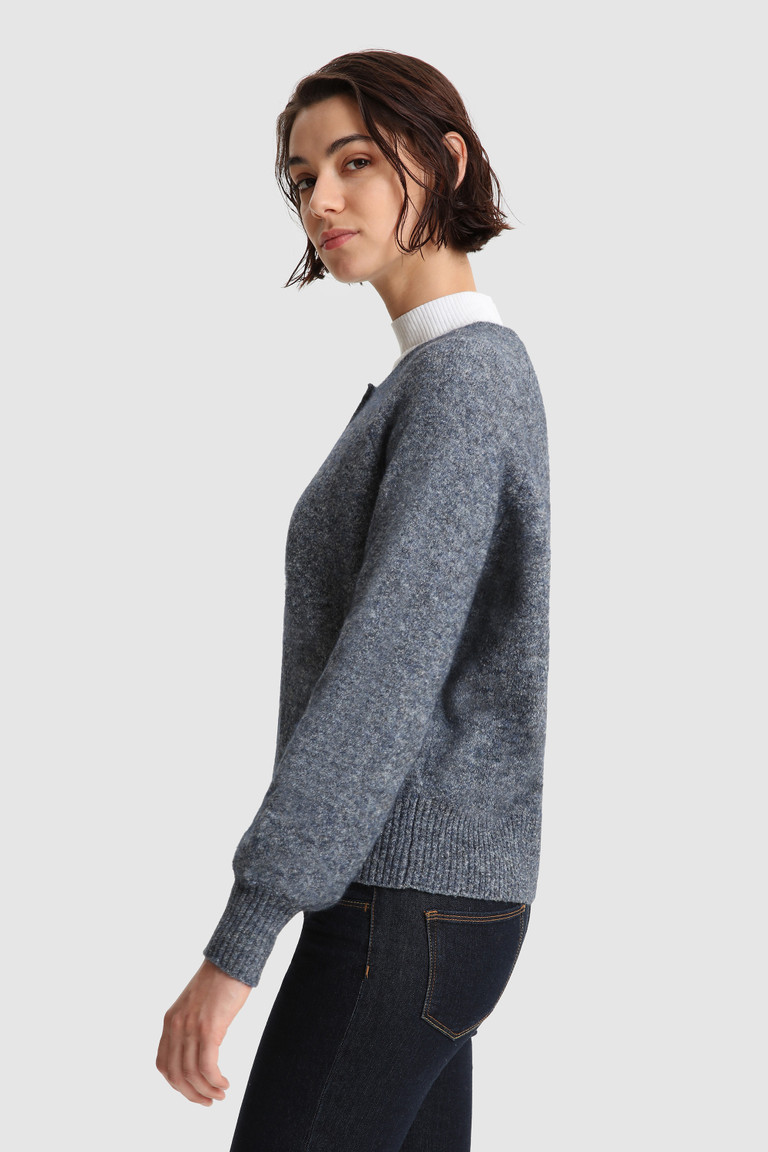 Blue Woolrich Stretch Henley In Wool Blend Women's Sweaters | 3569720-RJ