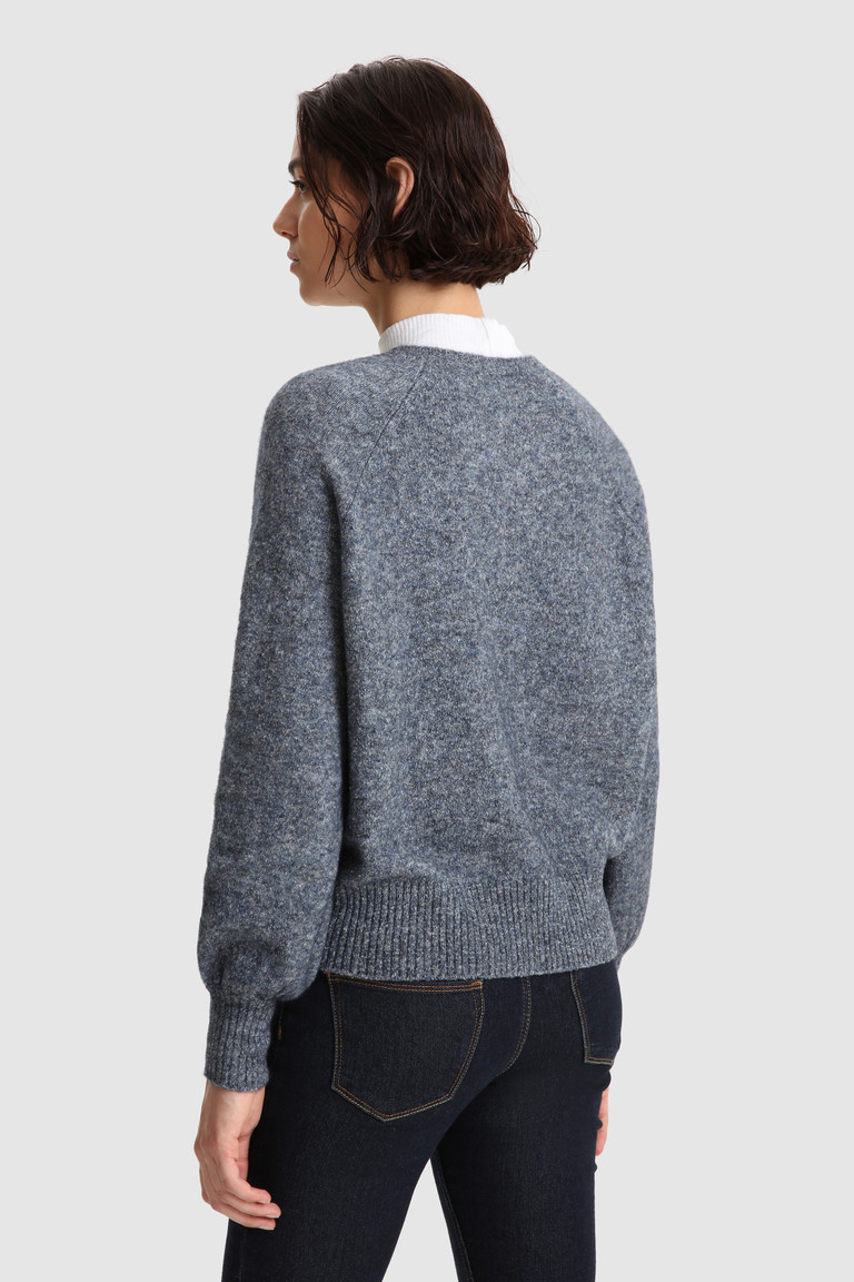 Blue Woolrich Stretch Henley In Wool Blend Women's Sweaters | 3569720-RJ