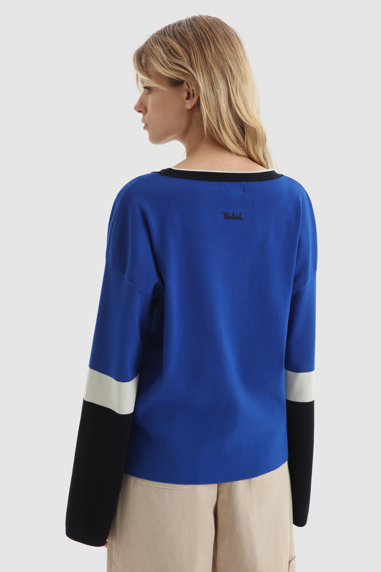 Blue Woolrich V-Neck Women's Sweaters | 8679124-XG