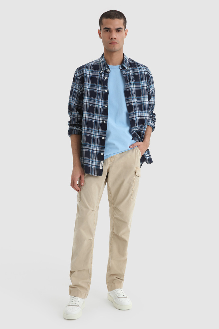 Blue Woolrich With Back Print Men's T Shirts | 5137920-HQ