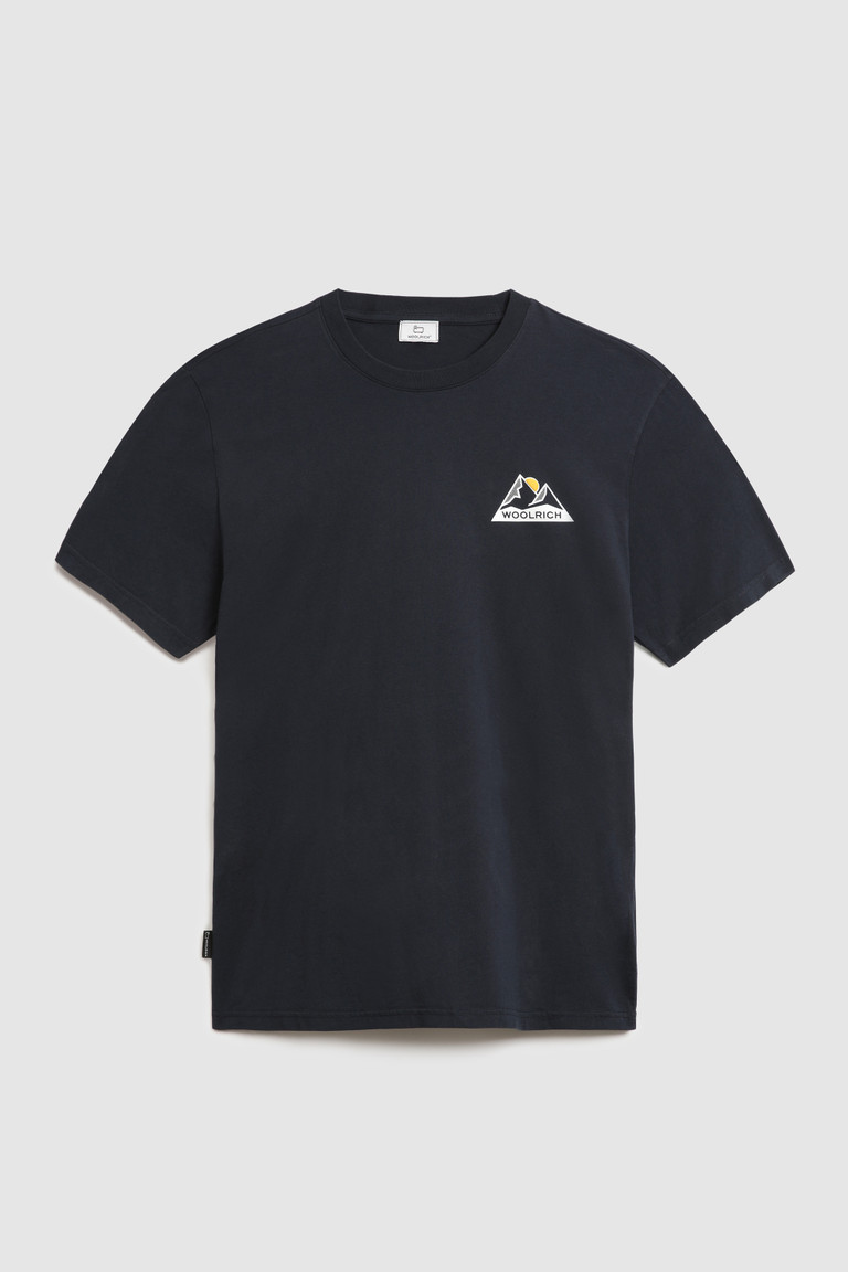 Blue Woolrich With Mountain Logo Men's T Shirts | 6139845-OP