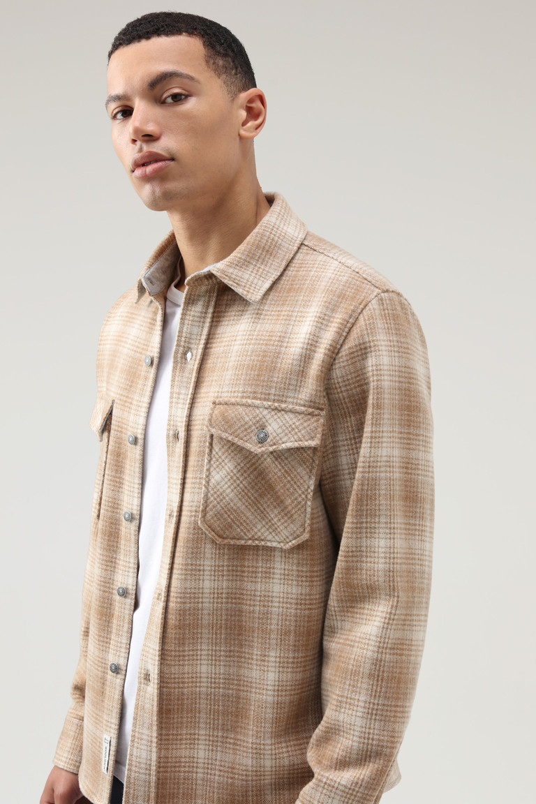 Brown Woolrich Alaskan Overin Recycled Melton Wool Men's Shirts | 9574016-OP