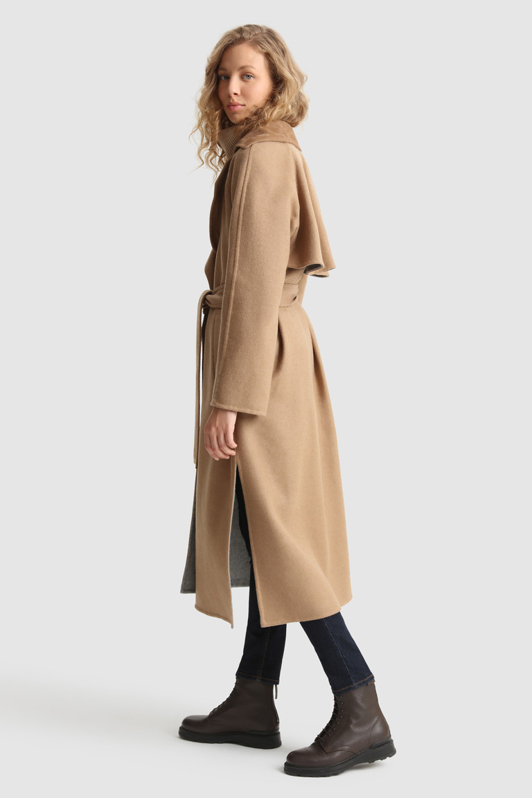 Brown Woolrich Callery Wool With Waist Belt Women's Coats | 2176584-XZ