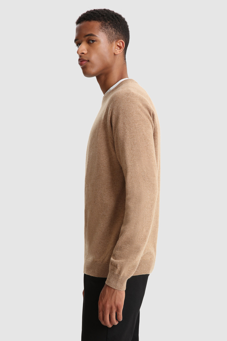 Brown Woolrich Luxury Crewneck Cashmere Yarn Men's Knitwear | 1543692-NQ