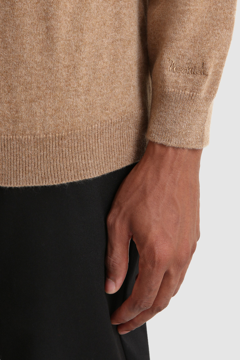 Brown Woolrich Luxury Crewneck Cashmere Yarn Men's Knitwear | 1543692-NQ