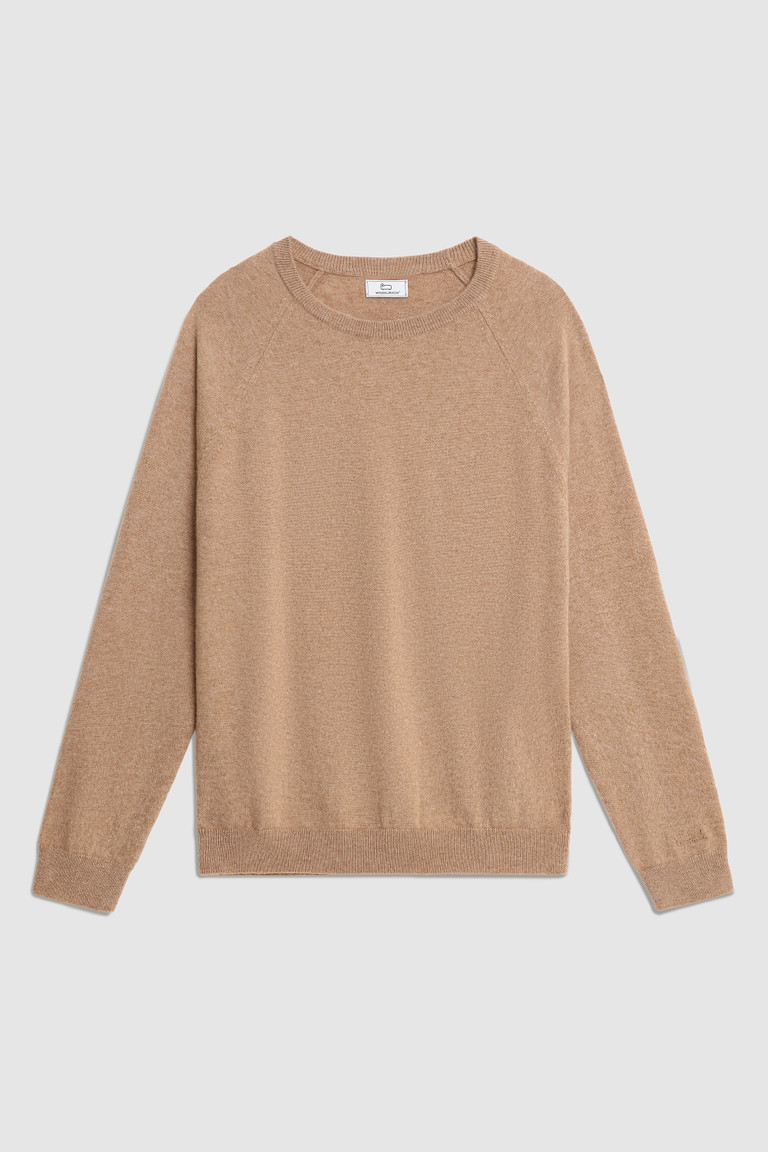 Brown Woolrich Luxury Crewneck Cashmere Yarn Men's Knitwear | 1543692-NQ