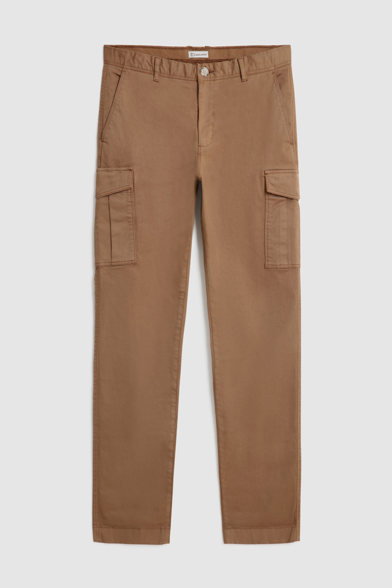 Brown Woolrich Stretch Garment-Dyed Cotton Cargo Men's Pants | 4639057-UA