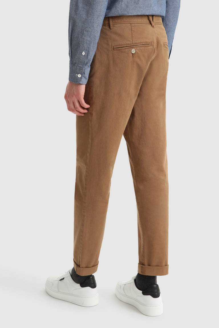 Brown Woolrich Stretch Garment-Dyed Cotton Chino Men's Pants | 7021649-TI