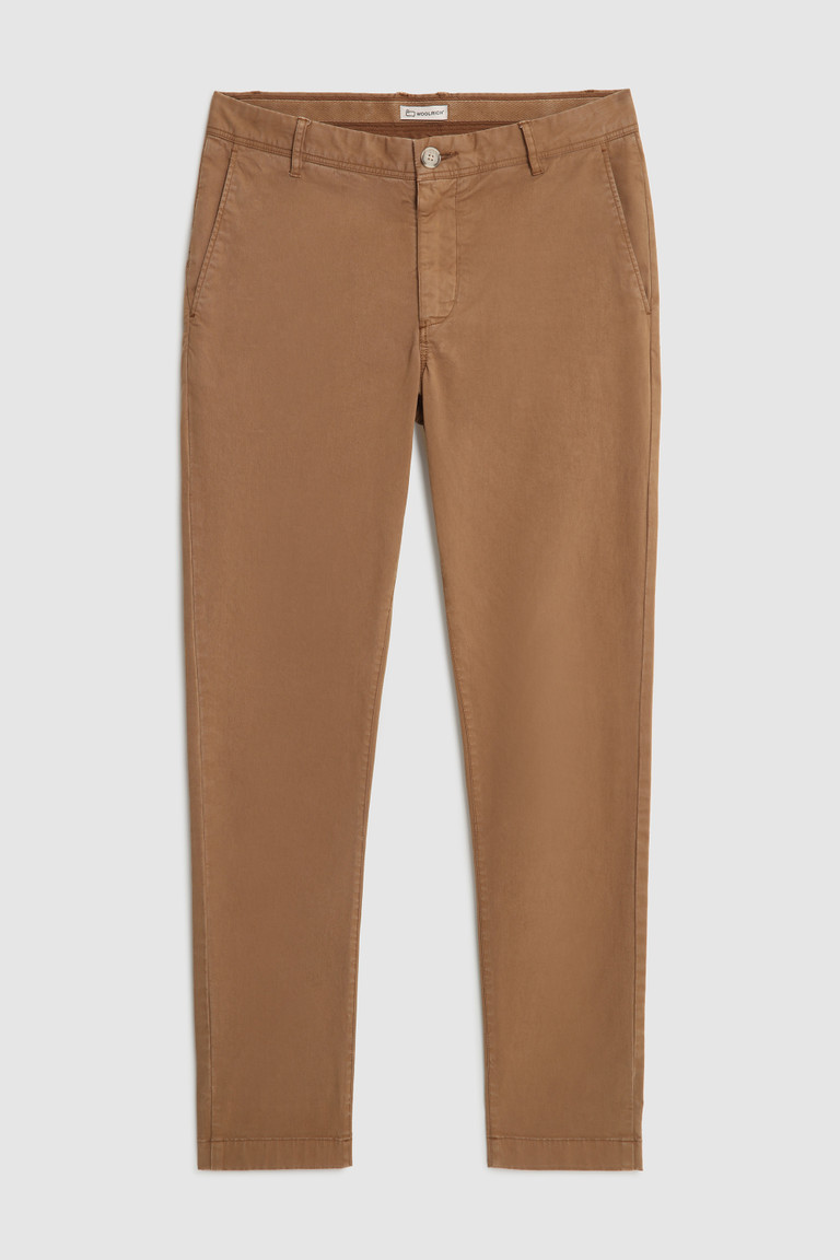 Brown Woolrich Stretch Garment-Dyed Cotton Chino Men's Pants | 7021649-TI