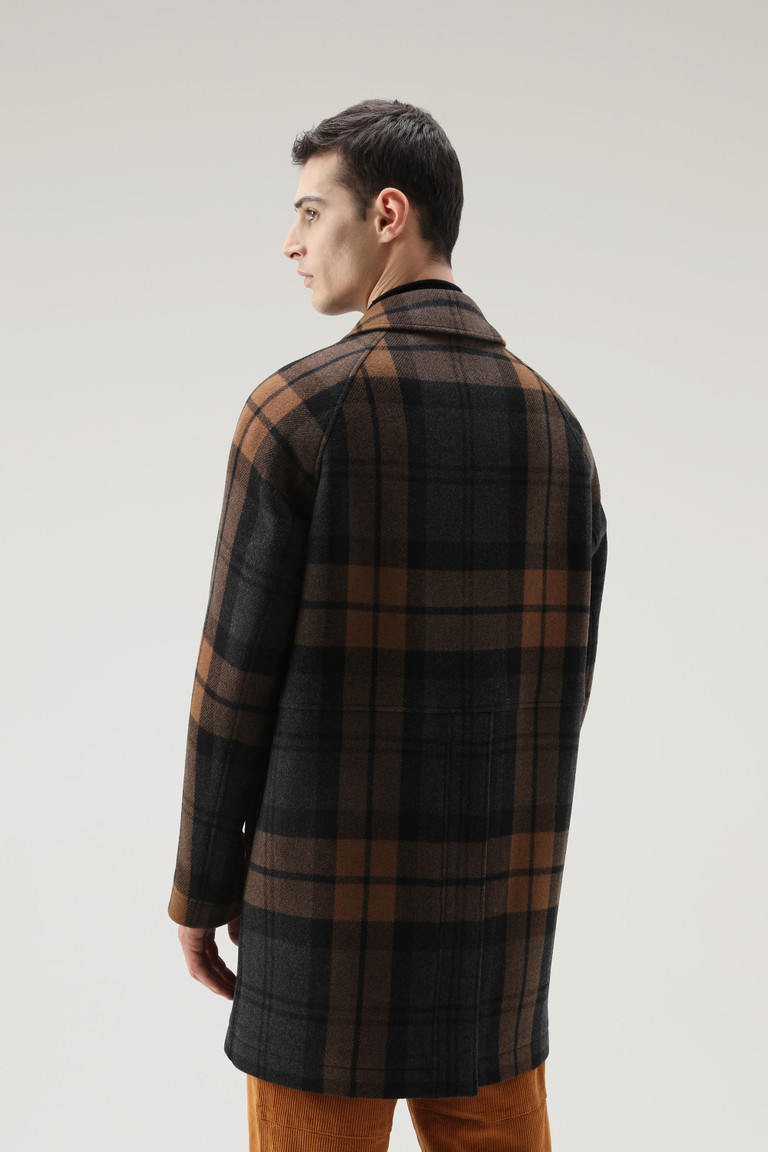 Brown Woolrich Upstate Recycled Melton Wool Check Men's Coats | 4869507-ZY