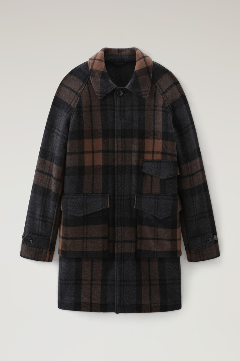 Brown Woolrich Upstate Recycled Melton Wool Check Men's Coats | 4869507-ZY