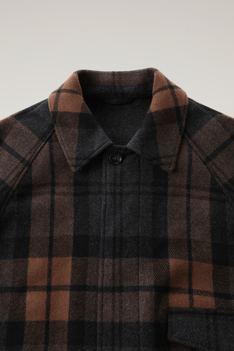 Brown Woolrich Upstate Recycled Melton Wool Check Men's Coats | 4869507-ZY