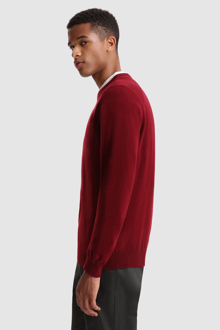 Burgundy Woolrich Luxury Crewneck Cashmere Yarn Men's Knitwear | 1584293-AY