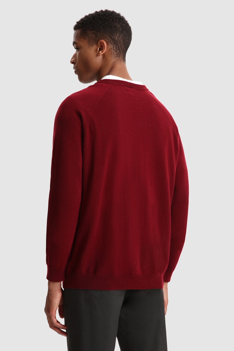 Burgundy Woolrich Luxury Crewneck Cashmere Yarn Men's Knitwear | 1584293-AY