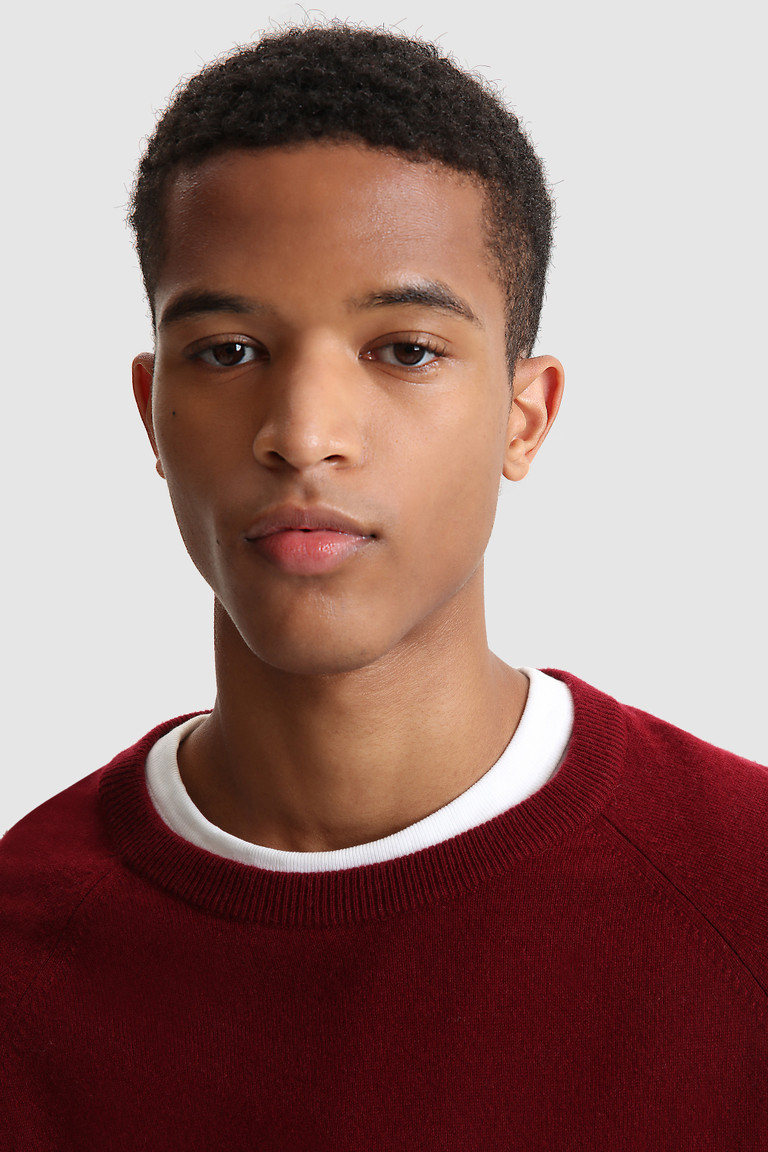 Burgundy Woolrich Luxury Crewneck Cashmere Yarn Men's Knitwear | 1584293-AY