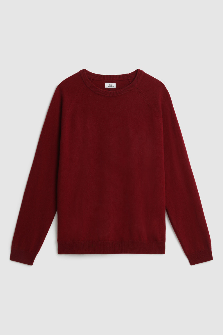 Burgundy Woolrich Luxury Crewneck Cashmere Yarn Men's Knitwear | 1584293-AY