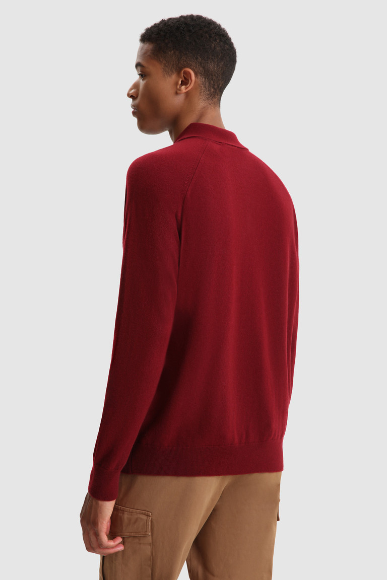 Burgundy Woolrich Luxury Polo In Cashmere Yarn Men's Knitwear | 2789563-XL