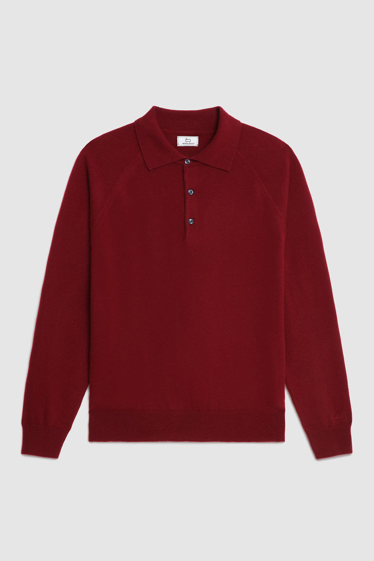 Burgundy Woolrich Luxury Polo In Cashmere Yarn Men's Knitwear | 2789563-XL