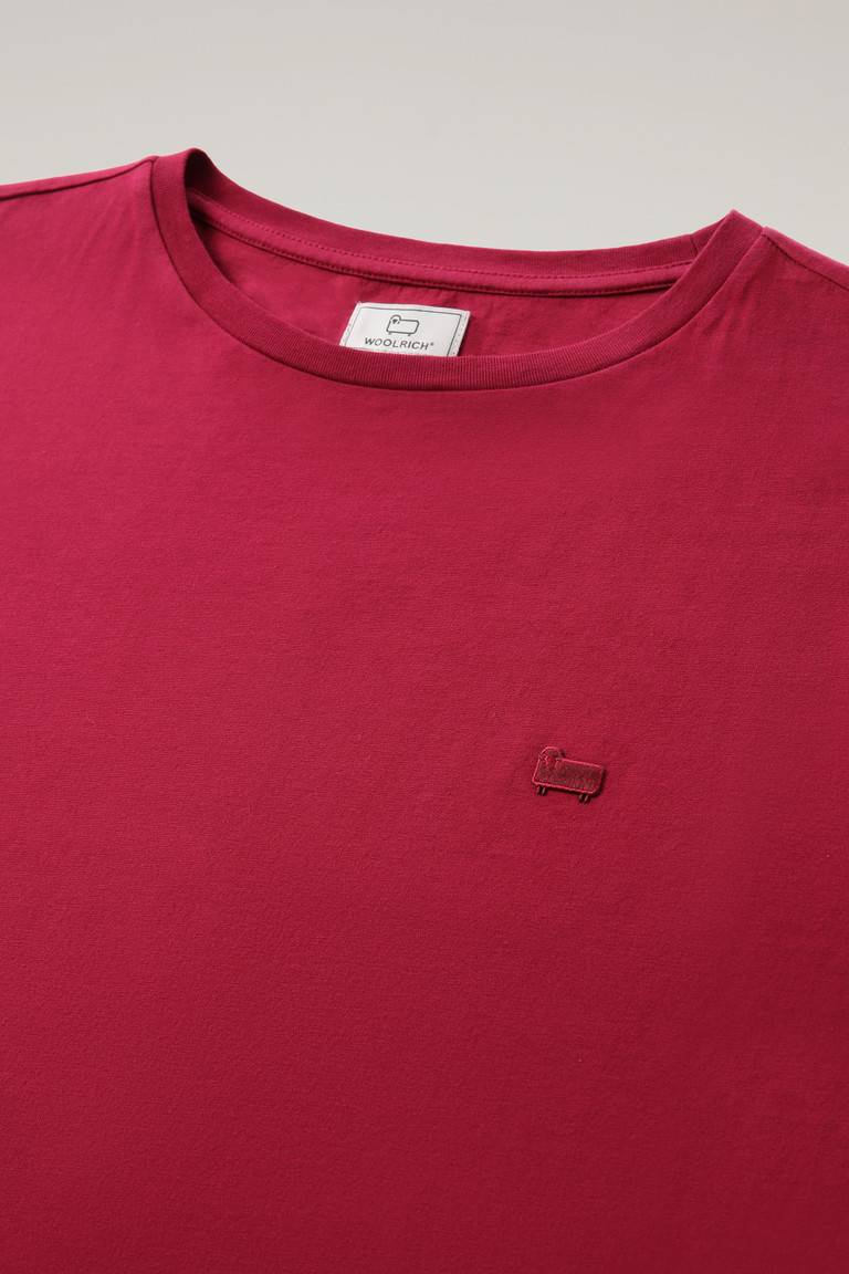 Burgundy Woolrich Organic Cotton Logo Women's T Shirts | 0792368-PW