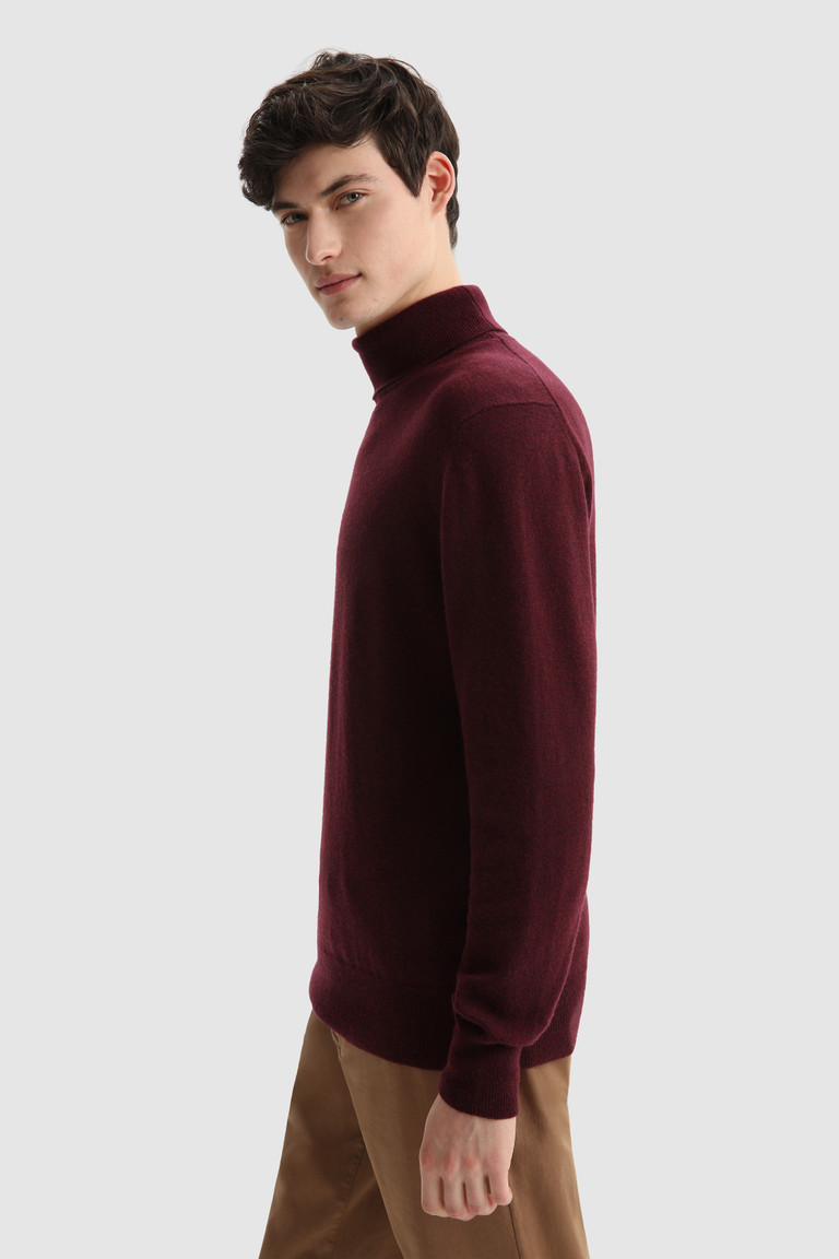 Burgundy Woolrich Super Geelong Wool Turtleneck Men's Knitwear | 3107925-SD