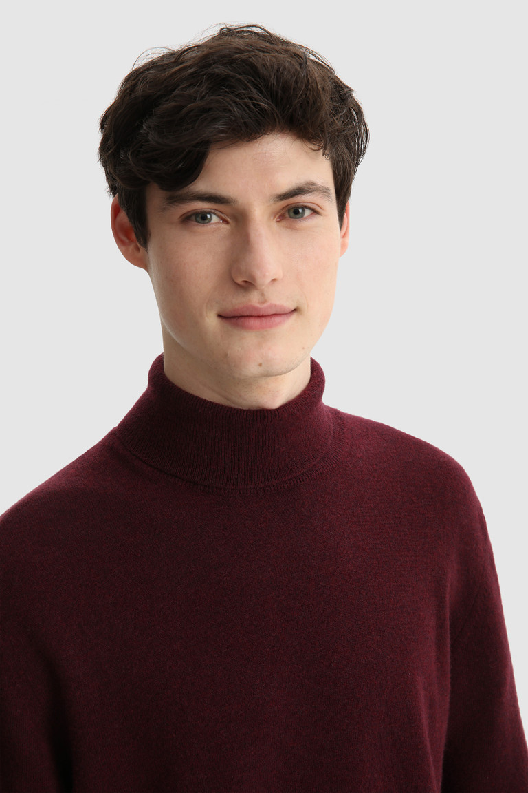 Burgundy Woolrich Super Geelong Wool Turtleneck Men's Knitwear | 3107925-SD