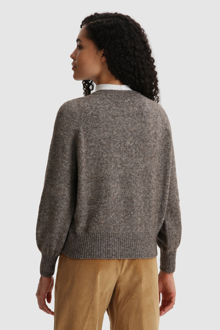 Coffee Woolrich Stretch Henley In Wool Blend Women's Sweaters | 2504168-QE