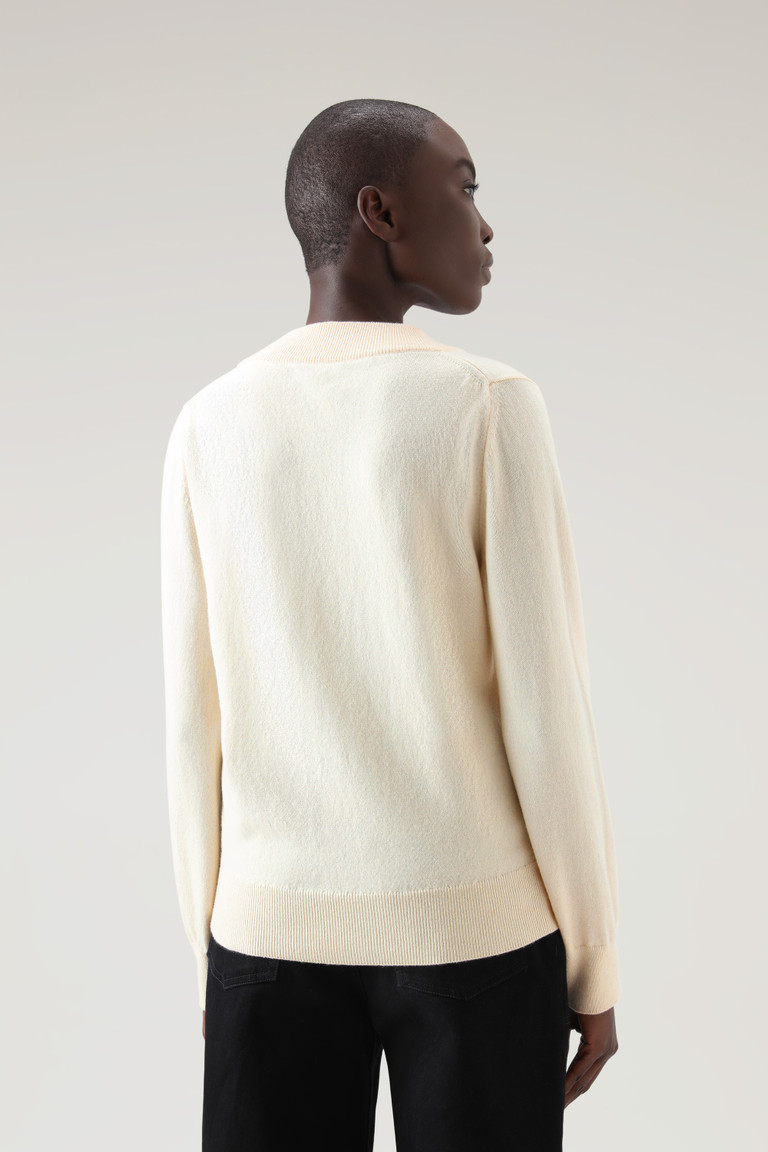 Cream Woolrich Cashmere Crewneck Luxe Women's Sweaters | 1725608-YW