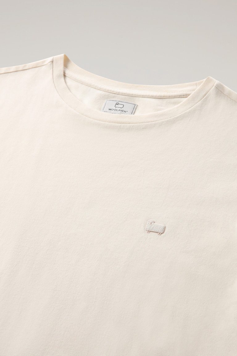 Cream Woolrich Organic Cotton Logo Women's T Shirts | 9317825-XC