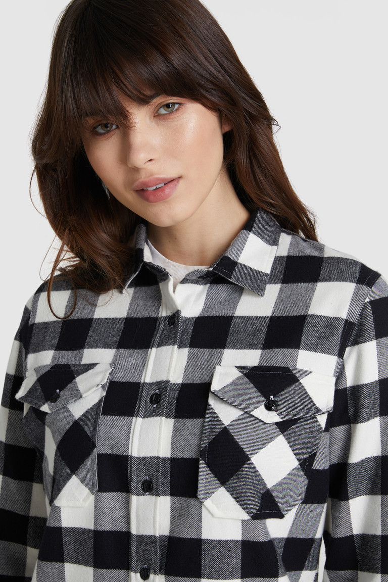 Cream Woolrich Pemberton With Buffalo Check Motif Women's Shirts | 7286943-GD