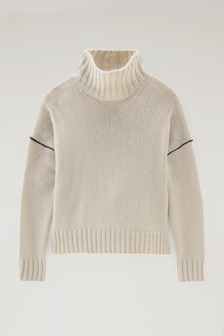 Cream Woolrich Virgin Wool Turtleneck Women's Sweaters | 4671398-LK