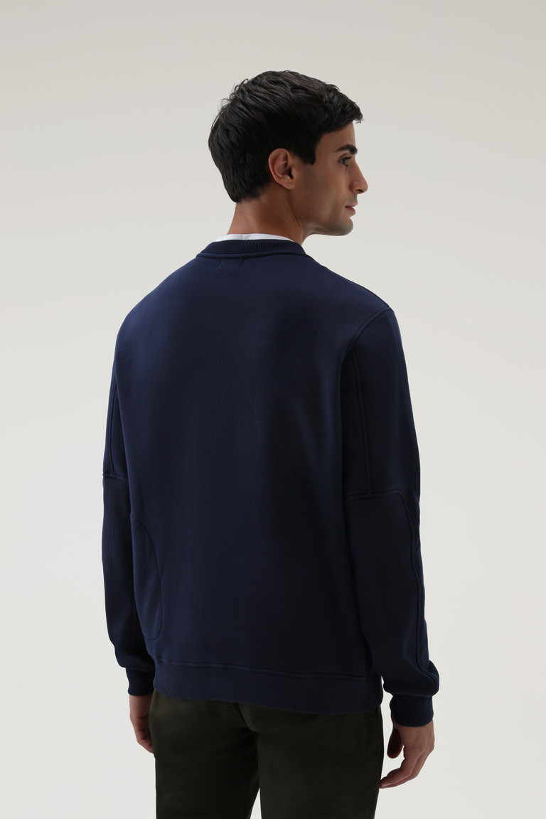 Dark Blue Woolrich Classic Fleece Crewneck With Embroidered Logo Men's Knitwear | 0469728-NM