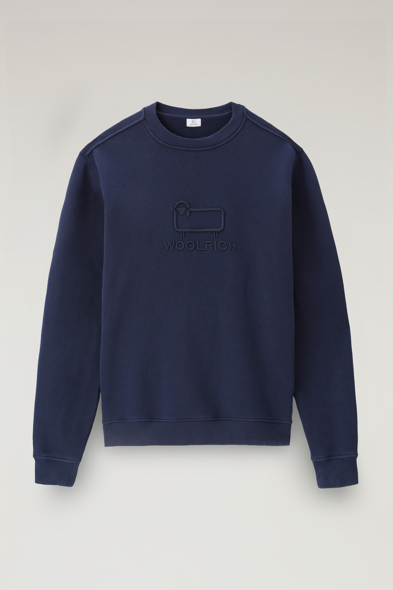 Dark Blue Woolrich Classic Fleece Crewneck With Embroidered Logo Men's Knitwear | 0469728-NM