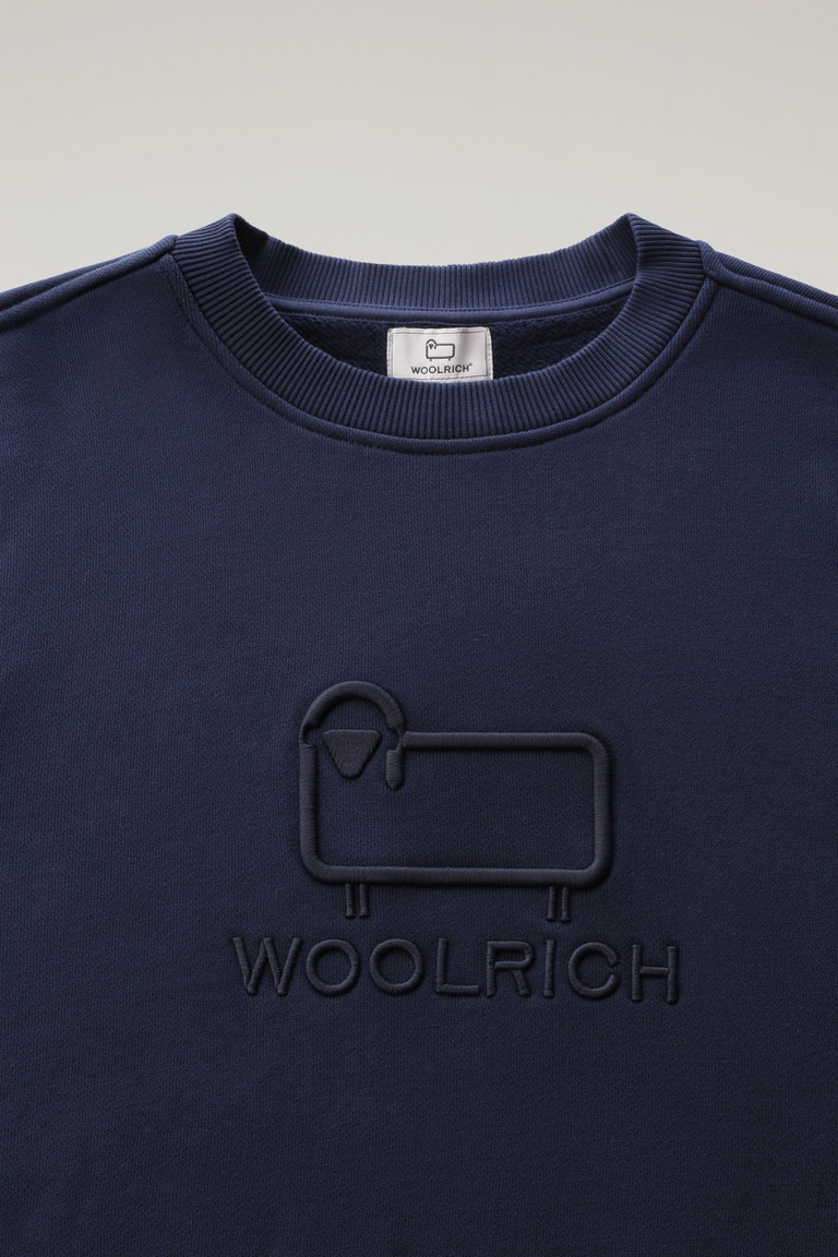 Dark Blue Woolrich Classic Fleece Crewneck With Embroidered Logo Men's Knitwear | 0469728-NM