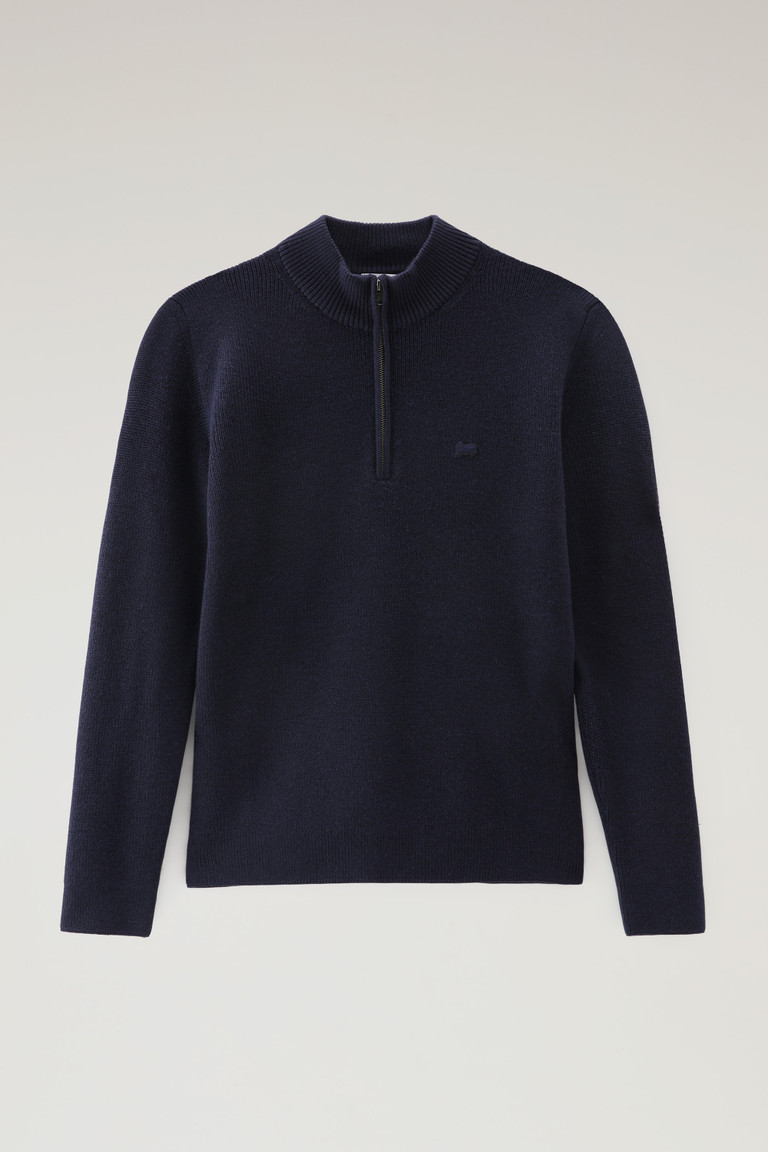 Dark Blue Woolrich Classic Half Zip In Merino Wool Men's Knitwear | 8960142-IL