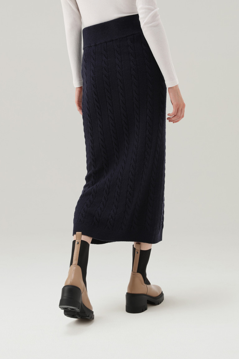 Dark Blue Woolrich Garment-Dyed Cable-Knit Women's Dress | 5784120-XZ