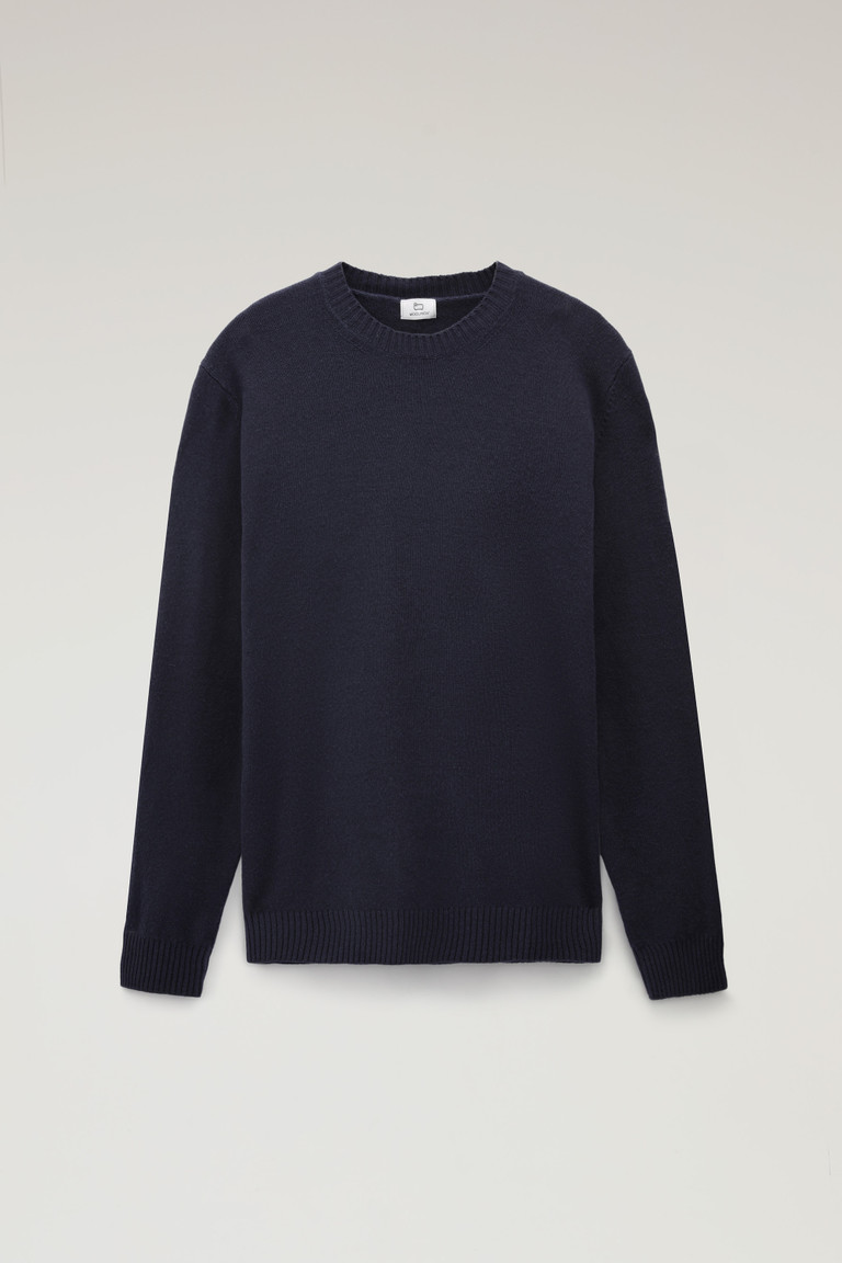 Dark Blue Woolrich Garment-Dyed Crewneck Virgin Wool Men's T Shirts | 8702651-NV