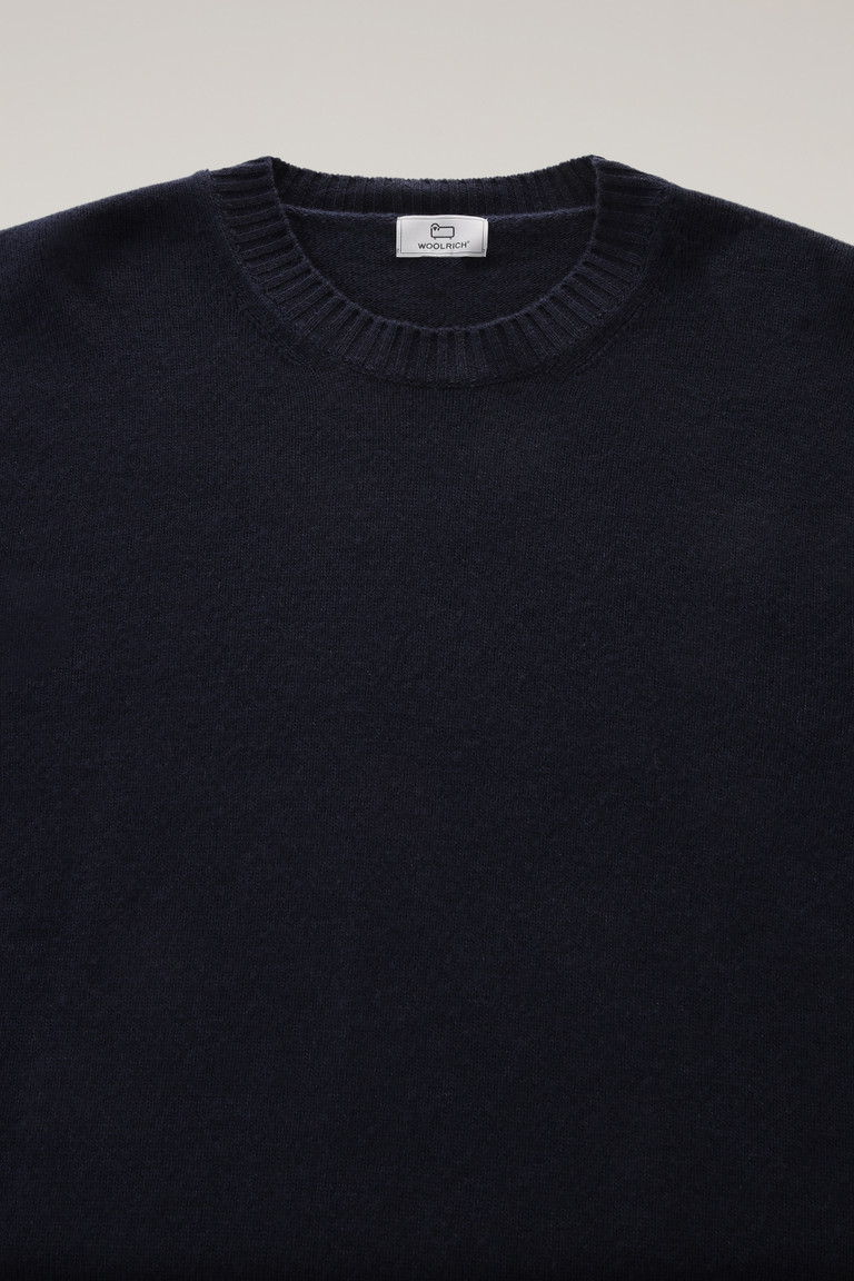 Dark Blue Woolrich Garment-Dyed Crewneck Virgin Wool Men's T Shirts | 8702651-NV