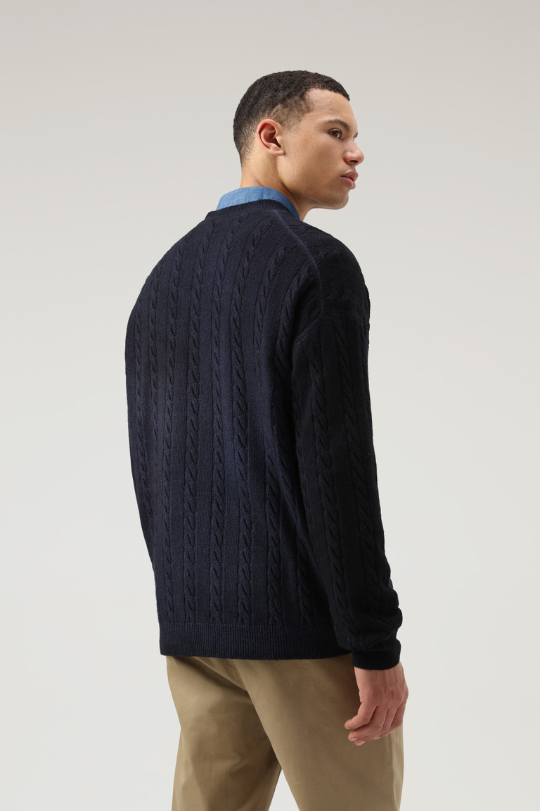 Dark Blue Woolrich Unisex Garment-Dyed Aran Men's Knitwear | 6095287-JT